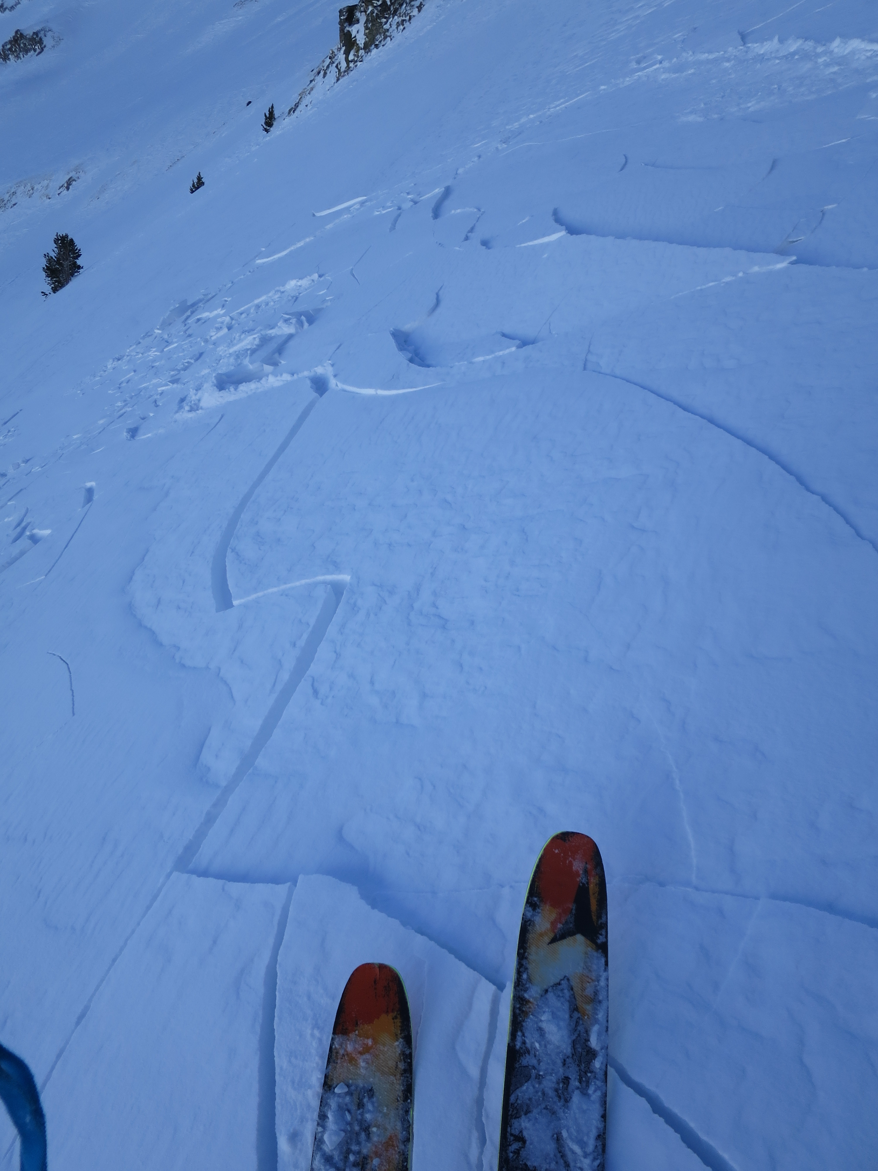 Cracking on wind slab at Big Sky